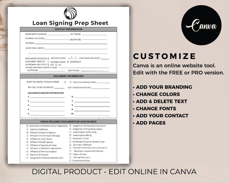 Notary Checklist & Loan Signing, Notarial Certificate, Agent Signing ...