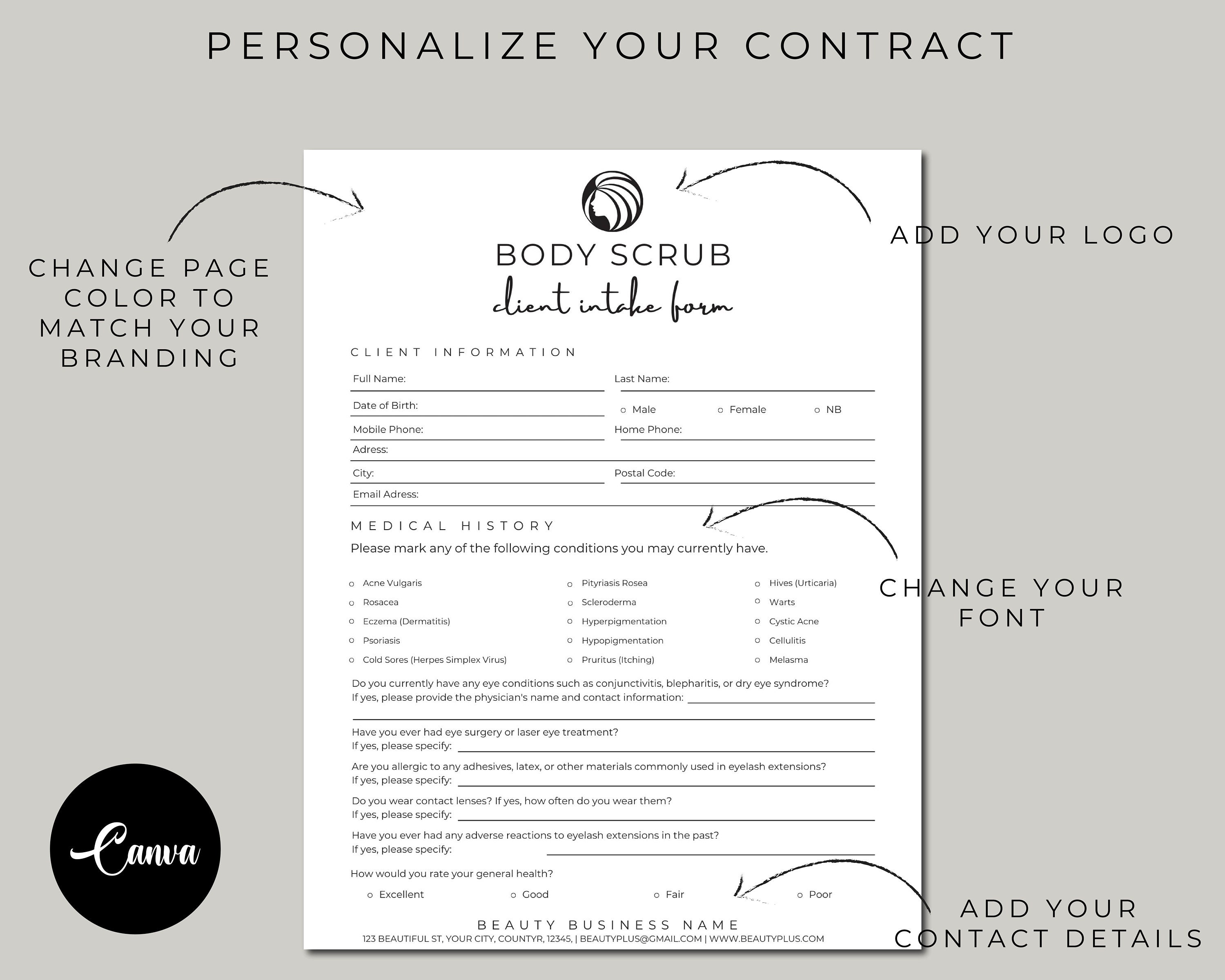 Scrub Form Body Contouring, Body Scrub Consent, Body Scrub Forms, Body Scrub ...