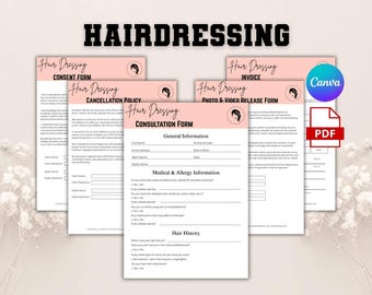 Friseur-Formulare - Haareinverständnis- und Beratung-Formulare, Friseur-Vereinbarung, Haircut-Vereinbarung, Haar-Vereinbarung, Stylist-Form, Salon-Form