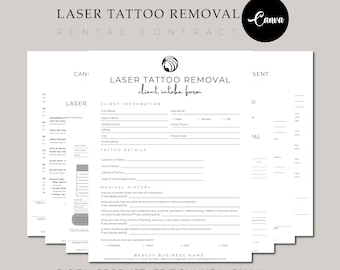 Laser Tattoo Removal Forms Bundle, Tattoo Removal Consultation Forms, Editable esthetician forms bundle, Printable Tattoo Removal Forms