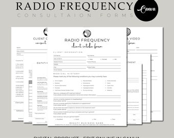 Radio Frequency Forms - Editable RF Skin Tightening Forms, Body Sculpting Consultation, Body Contouring Consent, Esthetician Client Intake