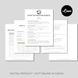 Event Decorator Forms Bundle, Event Decor agreement, Decorating Business Contract, Event Decor Services Forms, Event Planning Forms