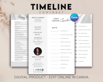 Under Contract Timeline for Real Estate, Real Estate Leads, Textable Real Estate Closing Checklist, Editable Invoice and Receipt Template