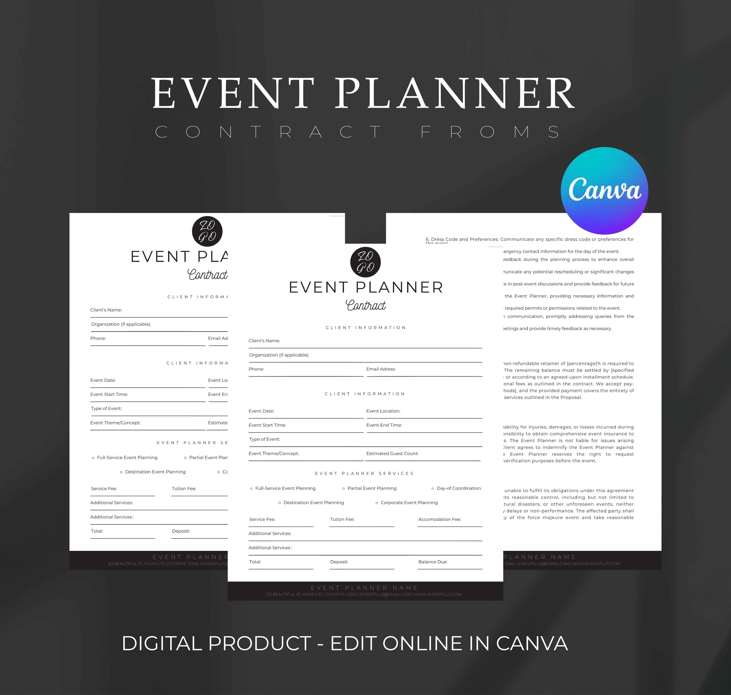 Event Planner Contract.pdf Event Planner Contract Template, Event Planner Agreement, Editable ...