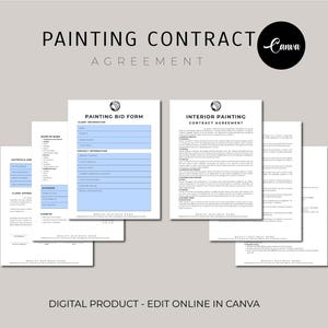 Modelo de Contrato de Pintura, Proposta de Pintura, Contrato de Serviço, Contrato de Contratante, Formulário de Admissão de Cliente, Formulários Editáveis, Canva