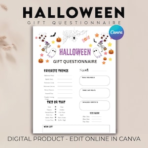 Halloween Gift Exchange Questionnaire, Halloween Theme Gift Exchange, Boo Buddies Questionnaire, You’ve Been Booed form, Get To Know You