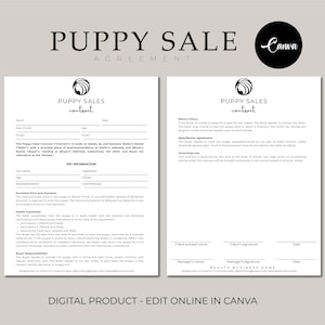 Puppy Sale Contract Agreement, Puppy Adoption Agreement Template, Contract of Sale Services, Breeder Contract, Dog Adoption, Puppy Purchase