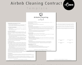 Modello di contratto di pulizia Airbnb PDF, Proprietari di immobili, Modulo di contratto di servizio di pulizia professionale Airbnb, Download immediato, Fattura