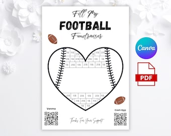 Editable Fill My Football Fundraiser Template, Football Sponsor My Season, Color My Football Fundraising Form, Football Fundraiser Flyer
