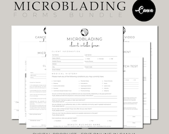 Professional Microblading Forms, EDITABLE Esthetician Templates, Microblading Consultation Form, Microblading Forms, Beauty Salon Forms