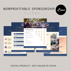 Nonprofit Event Sponsorship Fundraising Flyers, Donation Package, Editable Infographic, Sponsor Levels, Non Profit Canva Template, Flyers