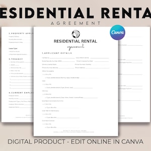 Editable Rental Application Form, Tenant Rental Application, Lease Application Landlord Form, Landlord Rental Application, Invoice Template