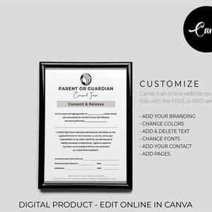 Parental Consent Form, Editable Parental Liability Release Form ...