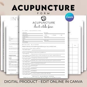 Editable Acupuncture Consultation & Consent Forms, Acupuncture Right to Refusal Form, Acupuncture Client Intake Forms, Acupuncture Consent