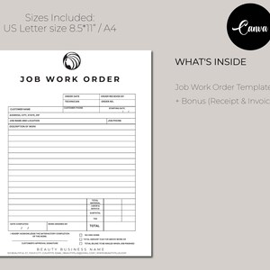 Printable Job Work Order Form, Easy and Simple Job Work Order Form ...