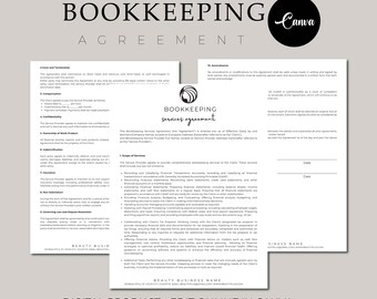 Bookkeeping Service Contract, Expense Tracking/Budgeting Editable Agreement, Invoice & Receipt Template, Freelance Bookkeeper Intake Form