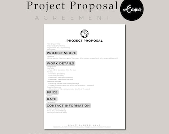 Project Proposal Minimal Business Templates, Creative Onboarding Bundle, Proposal, Invoice, Receipt, Interior Design Forms, Editable Canva