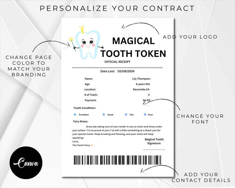 Tooth Fairy Letter and Tooth Fairy Receipt, Editable Tooth Fairy ...