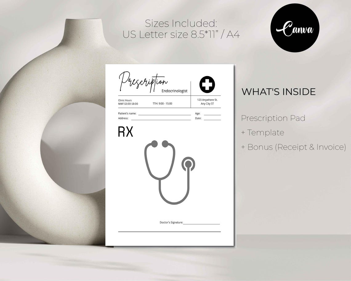 Editable Doctor Prescription Pad Template, Prescription Sheet, Editable ...
