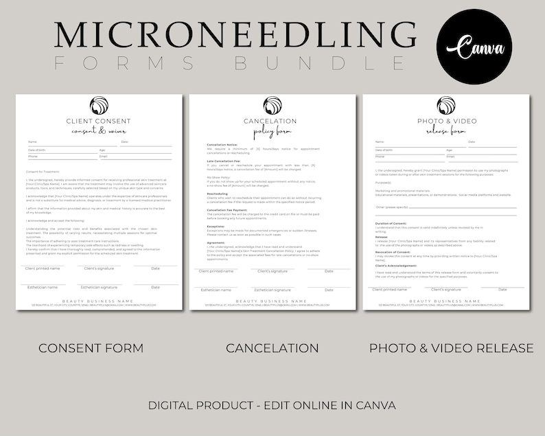 Microneedle Form, Microneedle Consent, Microneedling Aftercare ...