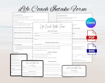 Sjabloon Life Coaching-contract, zakelijke coachingsformulieren, Life Coach-contract, mentorservices, intake klanten, formulieren coaching klanten