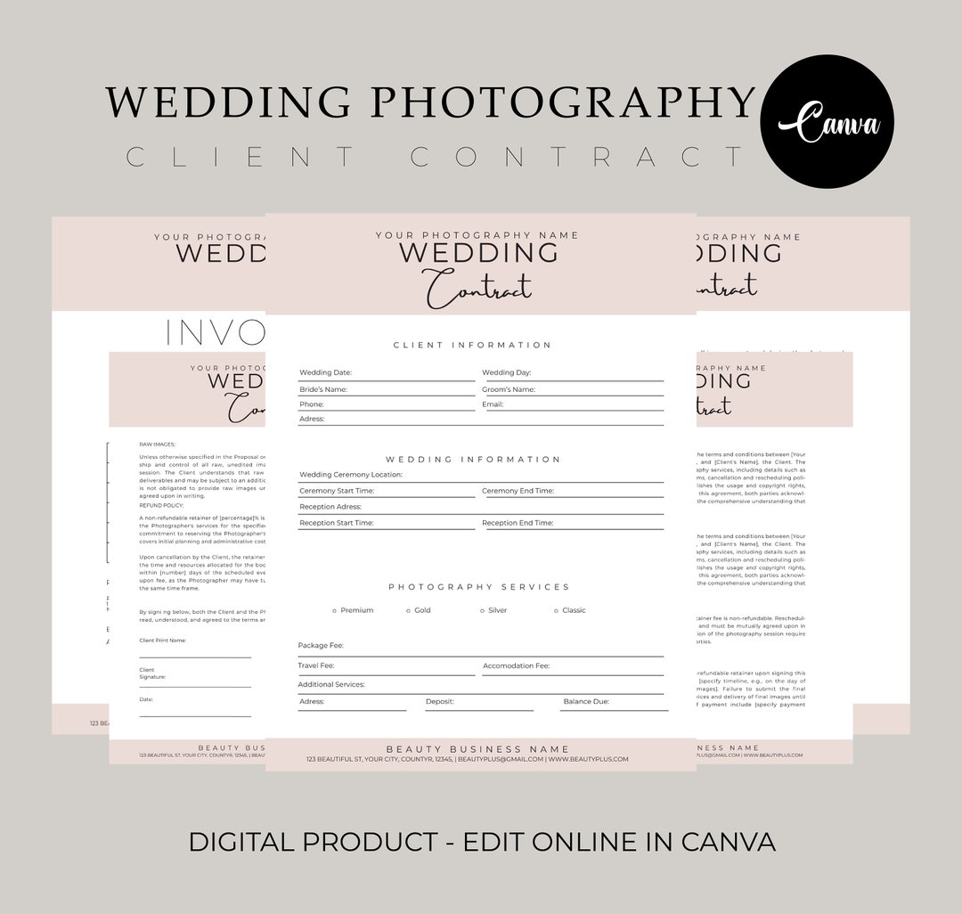Wedding Photography Contract Template, Contract for Photographers ...
