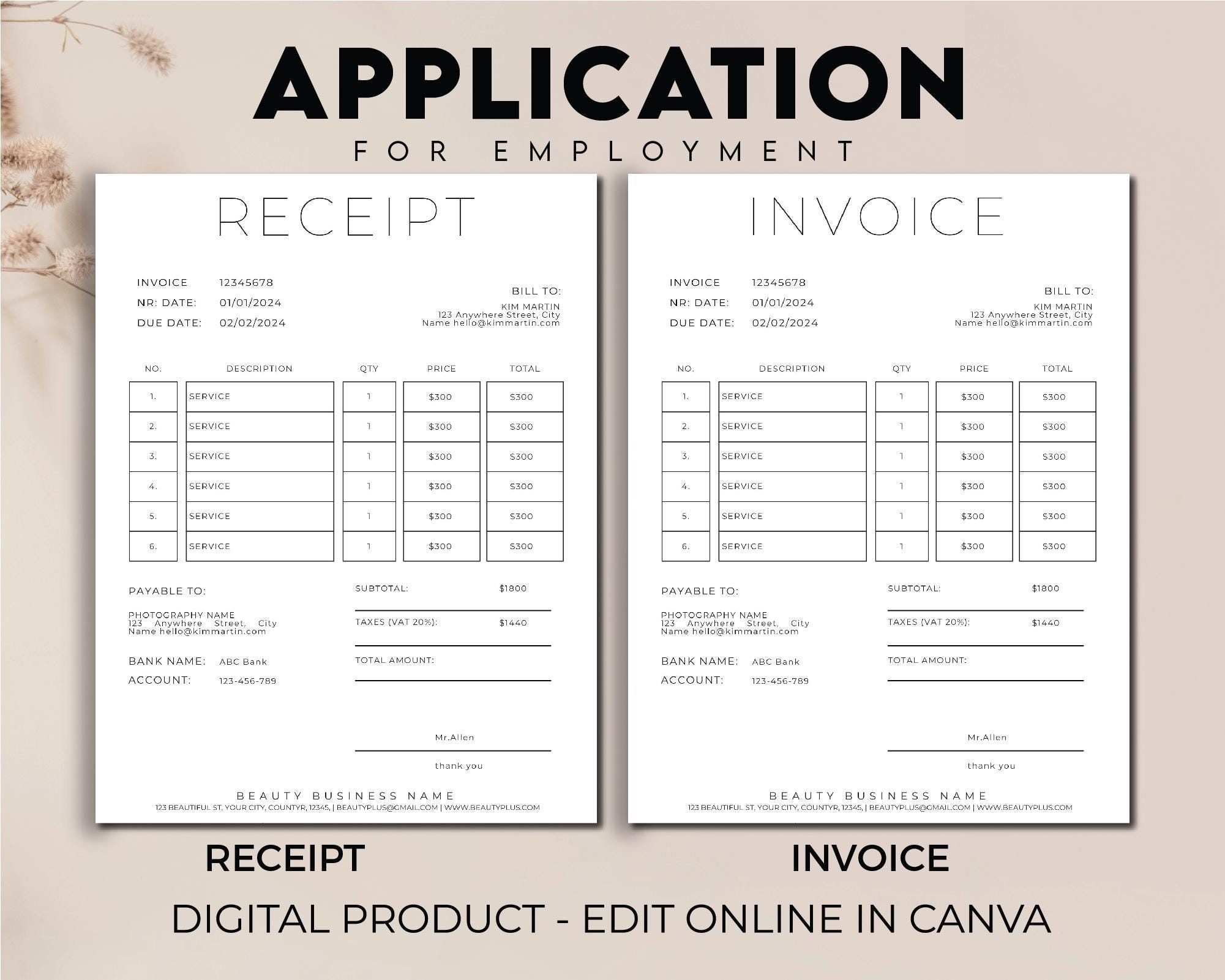 Editable Job Application Form, Employee Application, Job Application ...