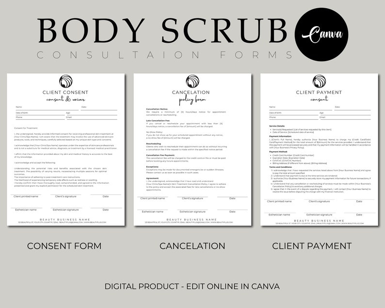 Scrub Form Body Contouring, Body Scrub Consent, Body Scrub Forms, Body Scrub ...