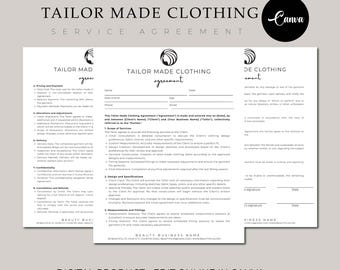 Tailor Made Clothing Agreement, Custom Garment Contract,  Tailor Invoice Template, Sewing Services Agreement, Custom Apparel Contract