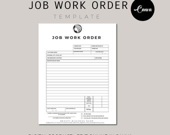 Druckbares Job-Arbeitsauftragsformular, einfaches und einfaches Job-Arbeitsauftragsformular, Business-Job-Arbeitsauftrag, Job-Arbeitsauftragsverfolgung, Canva-Vorlagen