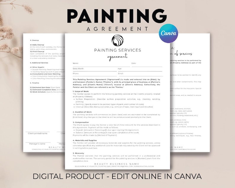 Professional Painting Contract Agreement, Painting Contractor, Painting ...