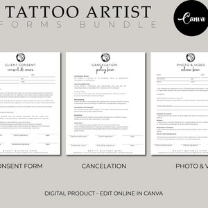 Tattoo Artist forms bundle - Editable!, Tattoo Consent Form, Tattoo Artist Business Forms, Tattoo Consent Document,Tattoo Intake Form. image 3