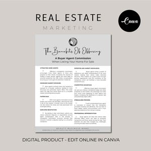 Listing Agent Presentation, Benefits of Offering Buyer Agent Commission When Listing Your Home, Editable Digital Real Estate, Canva Template