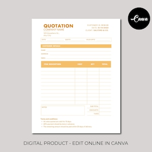 Quotation Template, Quote Form, Job Estimate Form, Invoice & Receipt, Price Quote for Small Business, Editable Simple Quotation Forms