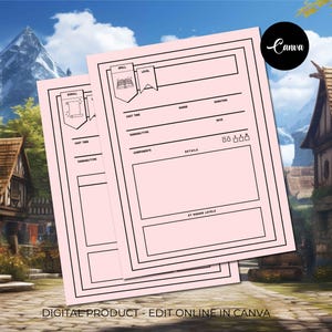 Puede incluir: Plantilla de seguimiento de hechizos y pergaminos de Dungeons and Dragons imprimible. La plantilla es rosa con texto y líneas negras. La plantilla incluye secciones para el nivel de hechizo, el tiempo de lanzamiento, el tipo de daño, los componentes, los detalles, el alcance, la duración, la tirada de salvación y en niveles superiores.