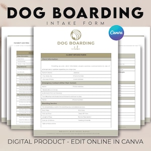 Dog Boarding Service Agreement, Editable Liability Waiver Form for Dog Day care, Dog Boarding Business Forms, Dog Boarding Contract Template
