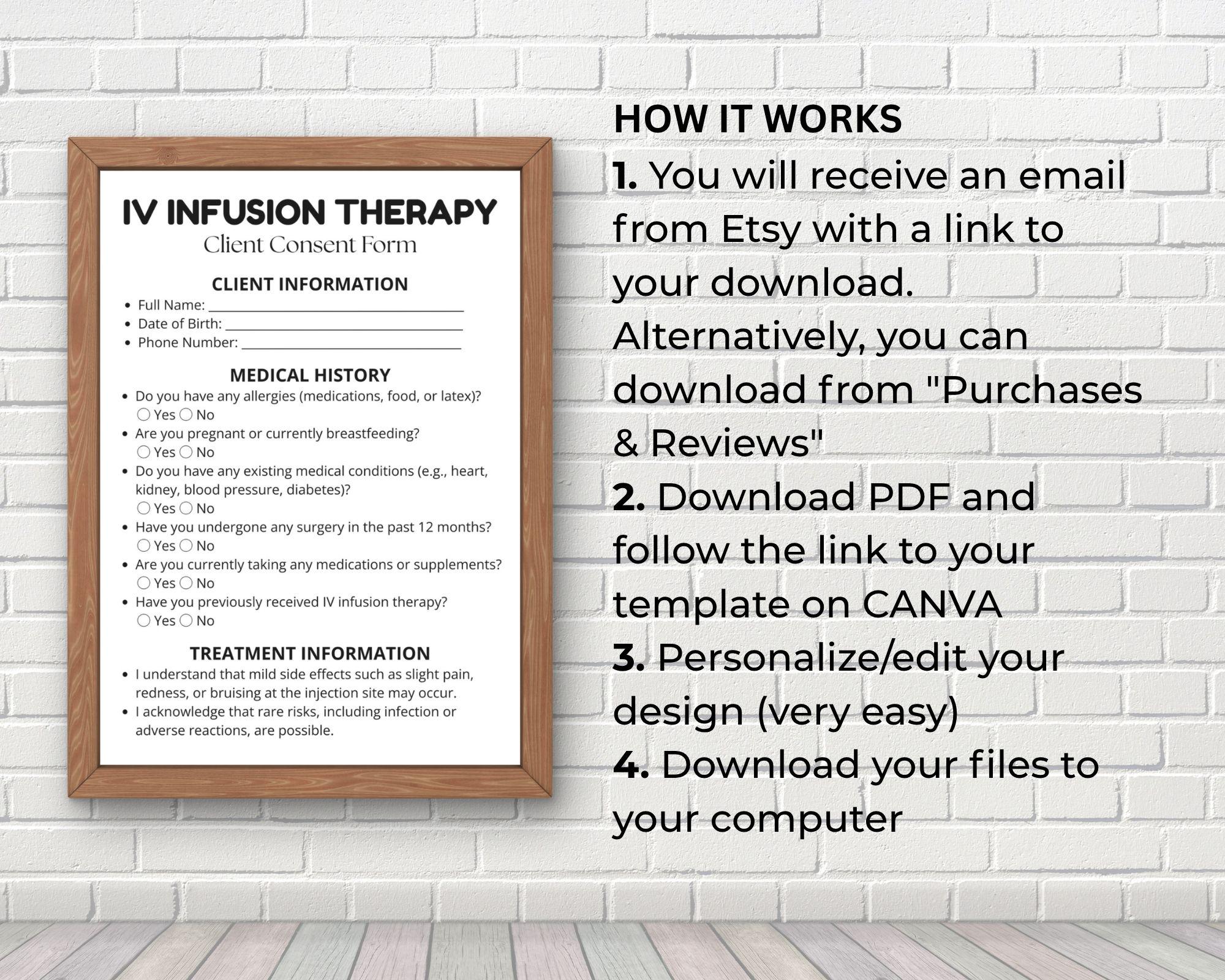 Iv Infusion Forms.pdf Editable IV Therapy Consent Form, IV Hydration Canva, Iv Drip ...