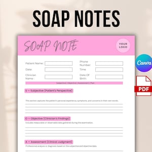 Editable SOAP Note Template, Soap Notes Format, Note Template for Therapy, Counseling Note, SOAP Note Guide, Mental Health Template