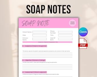 Editable SOAP Note Template, Soap Notes Format, Note Template for Therapy, Counseling Note, SOAP Note Guide, Mental Health Template