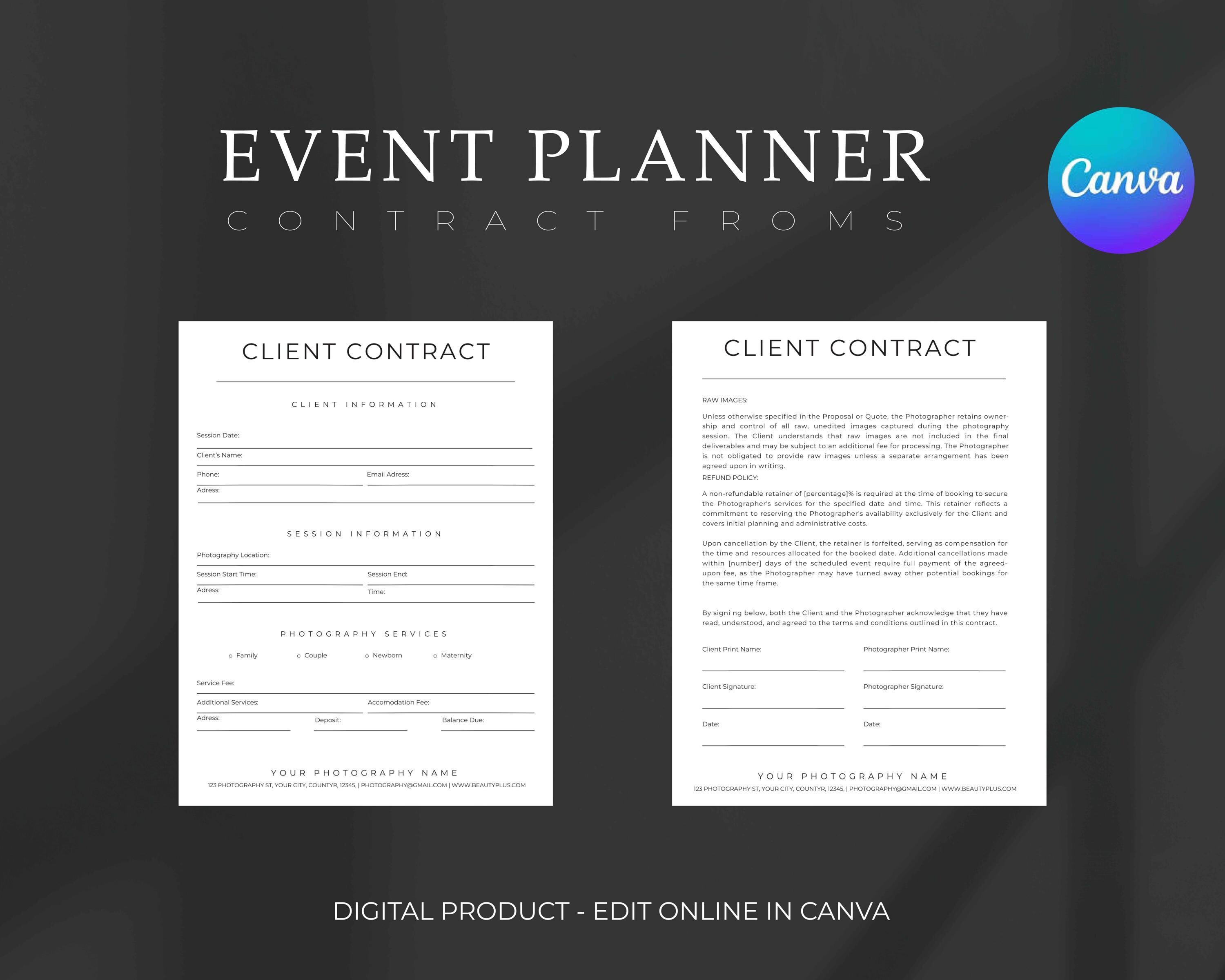 Event Planner Contract.pdf Event Planner Contract Template, Event Planner Agreement, Editable ...