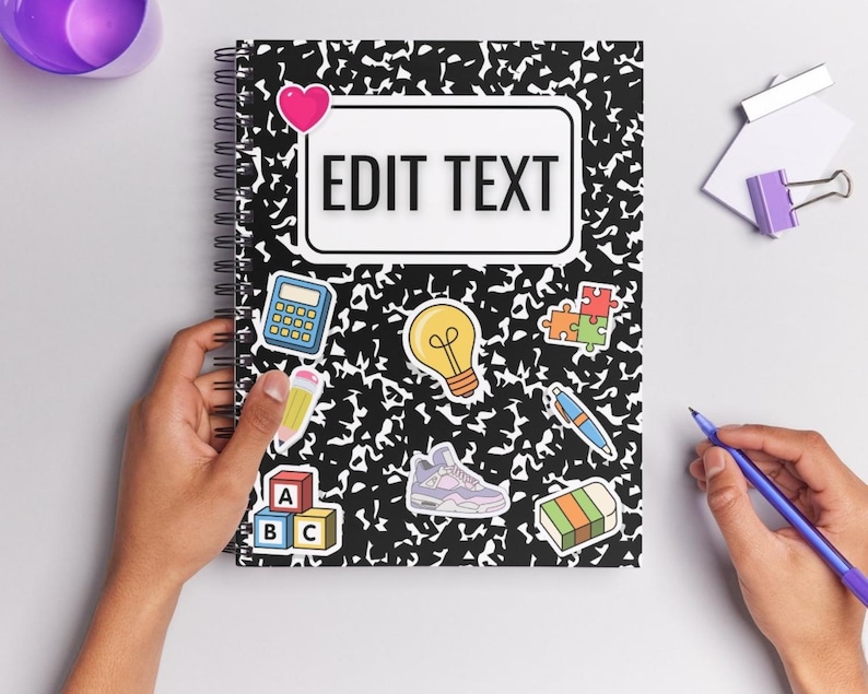 Editable Classroom Labels or Name Tags for School: Composition Notebook ...