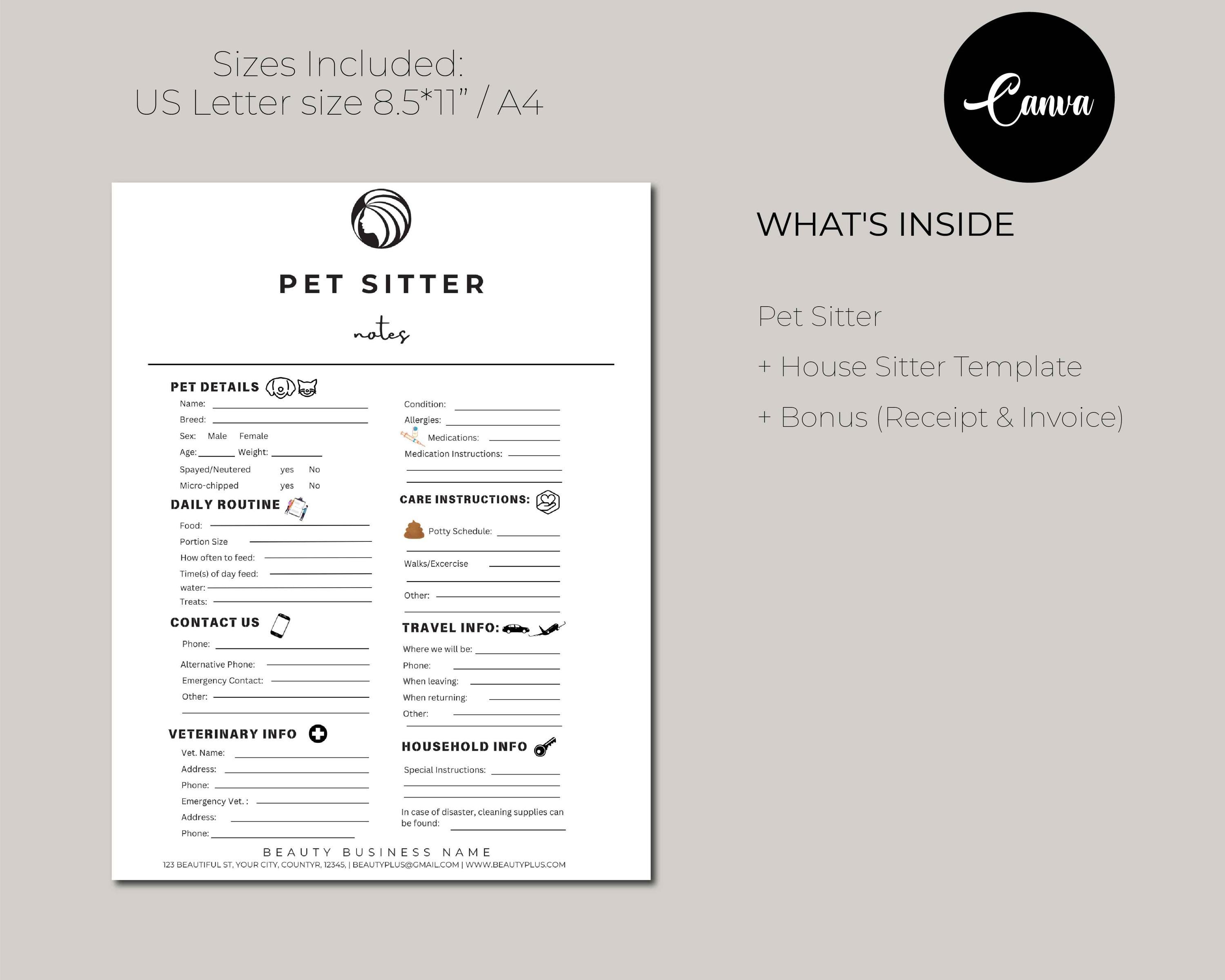 Pet Sitter Instructions, House Sitter Instructions, House Sitter, Dog ...