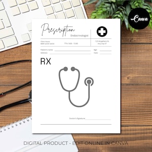 Doctor Prescription Pad Template, Medical Prescription, Prescription Sheet, Prescription Notepad, Prescription Sheet, Fillable Prescription
