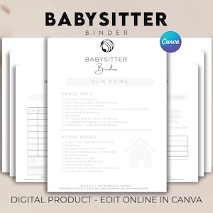 Editable Babysitter Binder, Babysitter Instruction, Infant Log, Babysitter Notes, Babysitting Guide, Family Management, Baby Sitting Binding