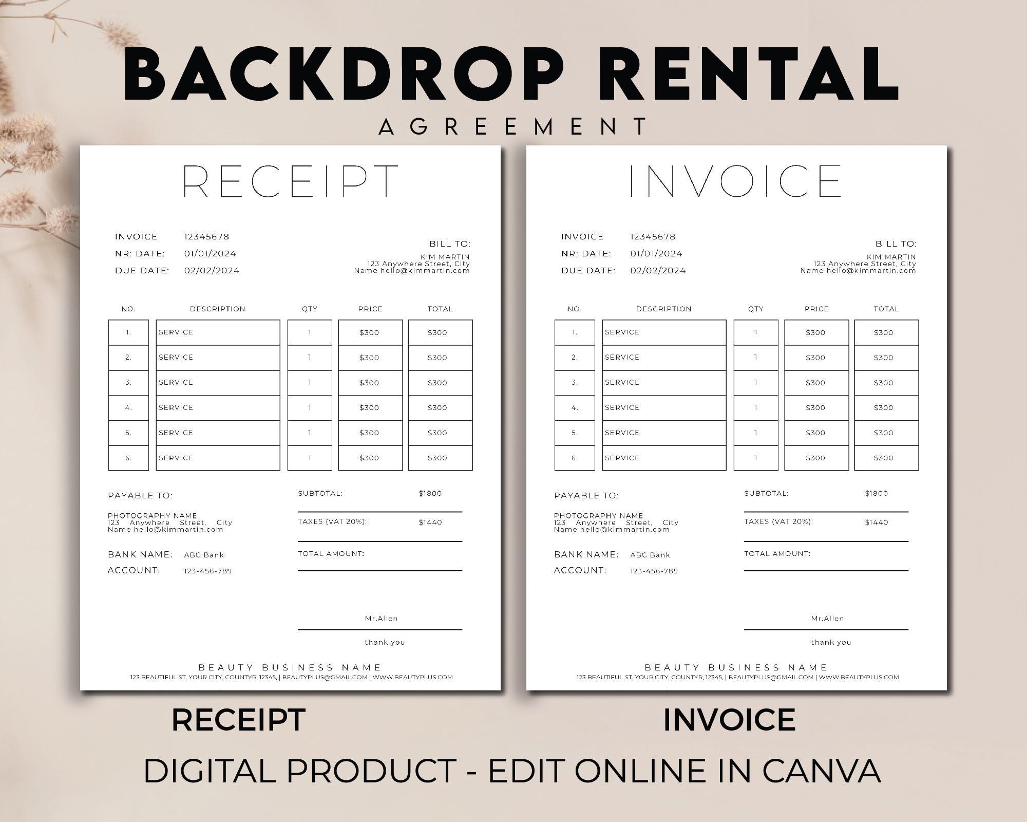 Professional Backdrop Rental Agreement, Backdrop Rental Arrangement ...
