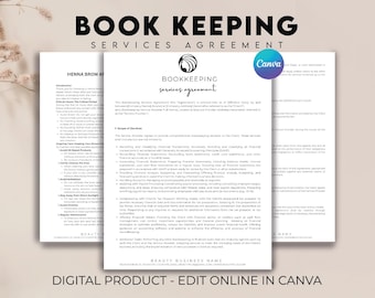 Bookkeeping Service Contract, Expense Tracking, Editable Budgeting Agreement, Accounting Service Agreement, Freelance Bookkeeper Intake Form