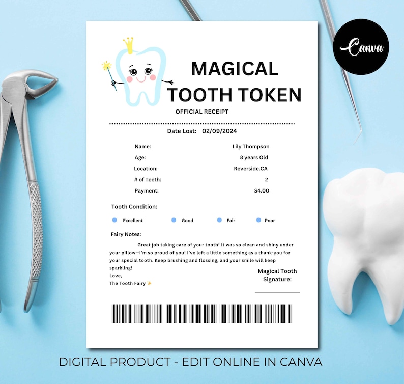 Tooth Fairy Letter and Tooth Fairy Receipt, Editable Tooth Fairy ...