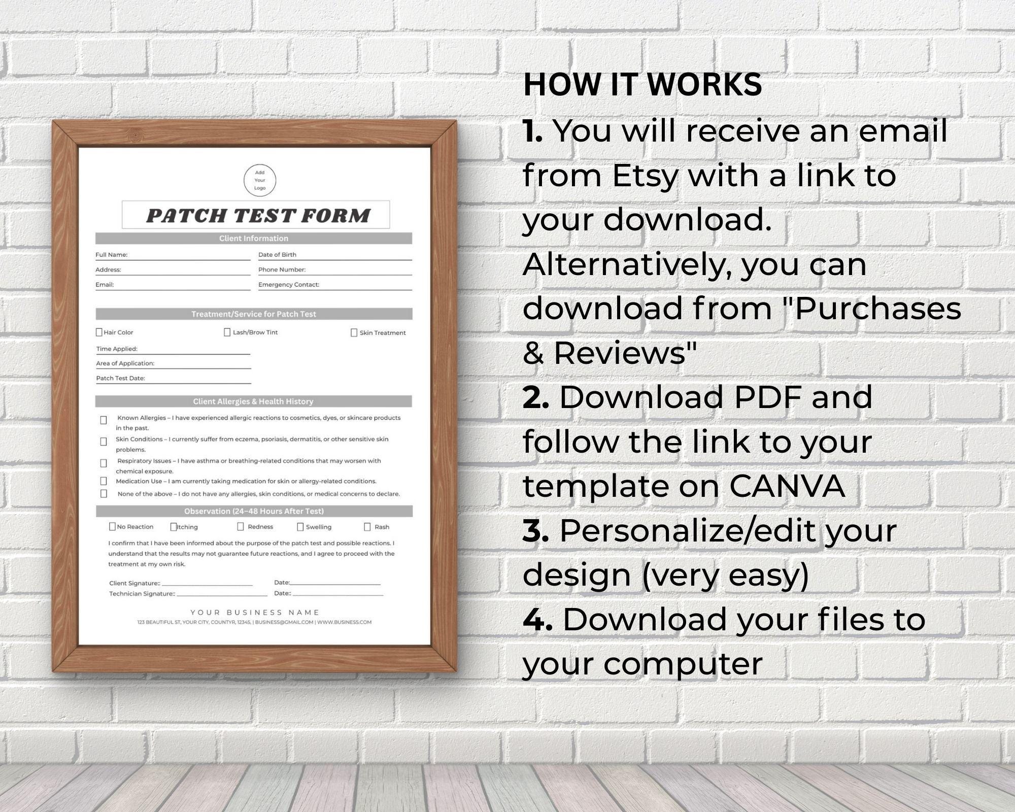 Patch Test Form - Beauty Patch Test Form, Patch Test Template, Client ...