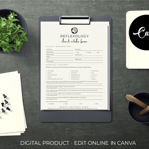 Editable Reflexology Intake Form, Massage Consultation Form, Foot ...