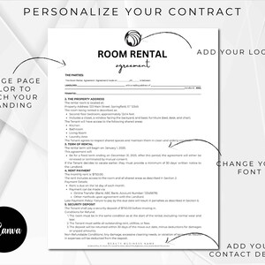 Editable Room Rental Agreement Template, Roommate Room Rental Agreement ...
